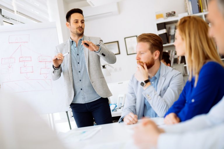 Businesspeople collaborating in office